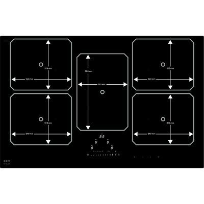 table induction 80cm 5 foyers, 2 bridge, fonction chef. novy 1776