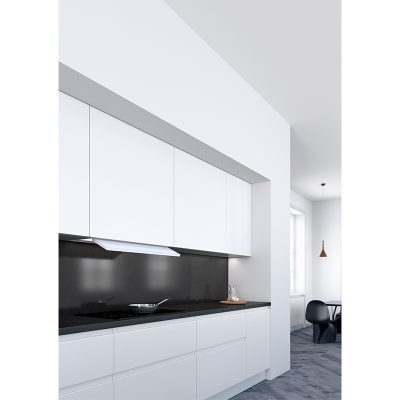 hotte fusion 90 cm blanc, tiroir, solution élégante pour une armoire supérieure peu profonde. novy 686