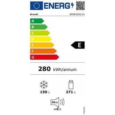 réfrigérateur multiportes 421l avec technologie fast no frost brandt bfm870nx