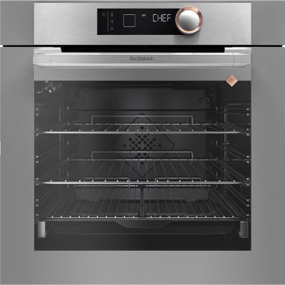 four pyrolyse collection fasination gris acier, avec mode chef, et technologie perfect sensor, qui assure une cuisson 100% automatique de dietrich dop8575g