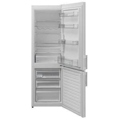 réfrigérateur combiné de petite taille et no frost. hauteur 170cm.aménagement intérieur.