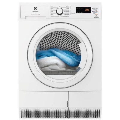 sèche linge frontal pompe à chaleur avec hublot réversible. electrolux edhf4812sc