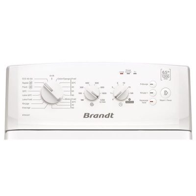 lave linge top 6,5 kg, avec programme rapide 39min. brandt bt652at bandeau de commande