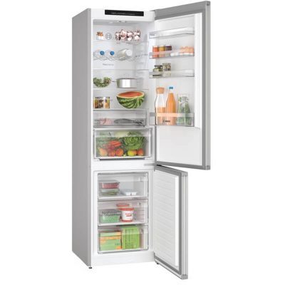 série 4 réfrigérateur combiné pose libre 203 x 60 cm couleur inox bosch kgn392ldf.aménagement intérieur.