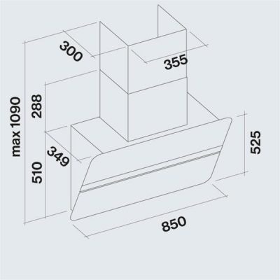 hotte décorative murale flipper, ultra silencieuse (46db)et design. falmec flipnrs1420 cottes de montage