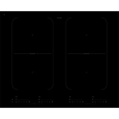 table de cuisson à induction, avec deux vrais zones modulables dépourvues de points froids. asko hi1655g