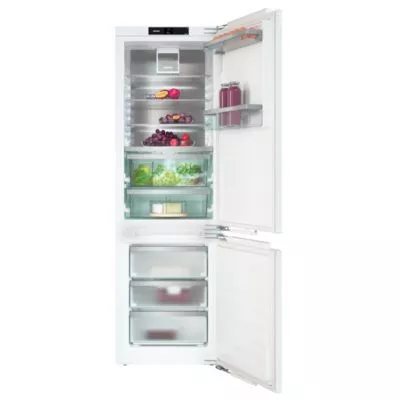 réfrigérateur combine encastrable avec perfectfresh active, dynacool et nofrost pour un stockage optimal. miele kfn7774d