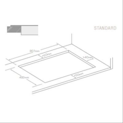 table de cuisson induction aspirante 83cm, au look élégant, livrée avec kit de recyclage. elica prf0146210a cotes pour pose standard