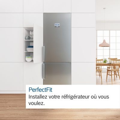 série 4, réfrigérateur combiné pose libre, 186 x 60 cm, couleur inox bosch kgn36vldt