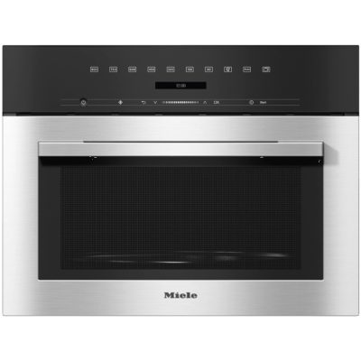 micro ondes encastrable design inox attractif avec commande sur le haut. miele m 7140tc