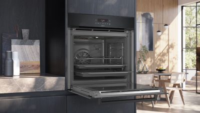 four avec fonction vapeur extraclasse noir et inox siemens hr372abs0s