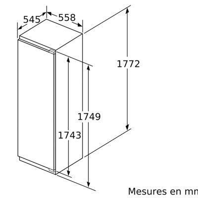 réfrigérateur intégrable iq500, extraklasse,177.5 x 56 cm, charnières pantographes softclose siemens ki81rede0