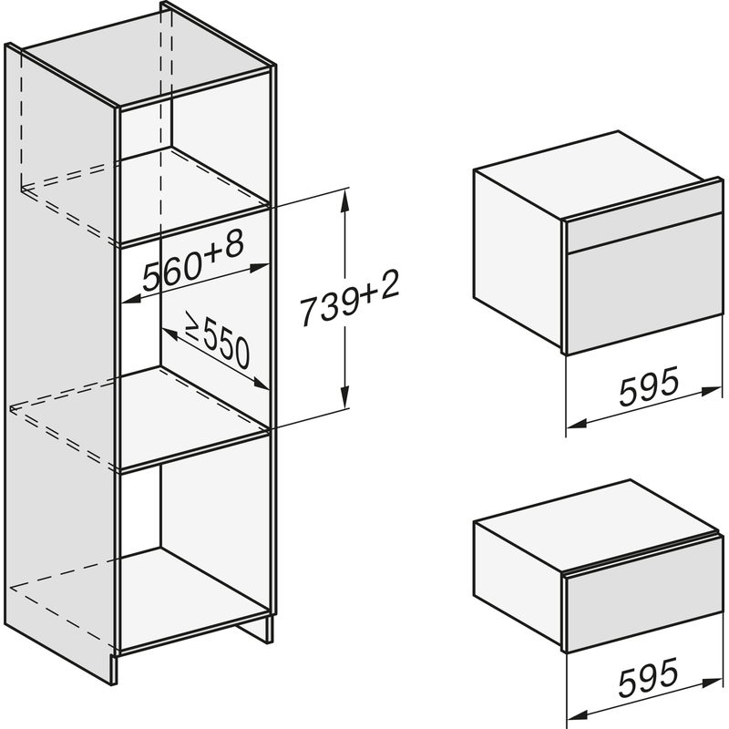 Schéma dimensions encastrement meuble de cuisine