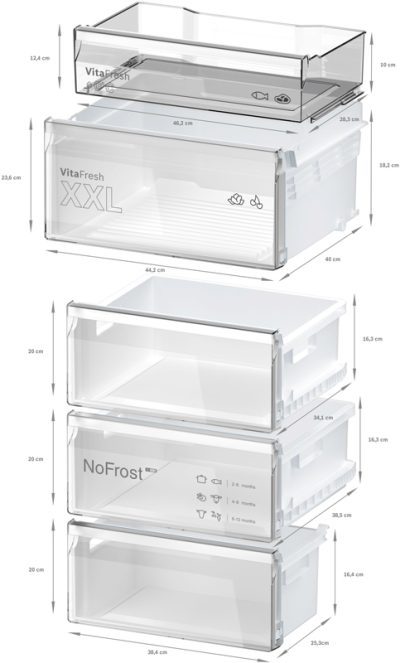 série 4, réfrigérateur combiné pose libre, 203 x 60 cm, acier inox noir bosch kgn39excf