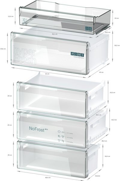 réfrigérateur combiné pose libre, 203 x 70 cm, inox anti trace de doigts kg49neicu