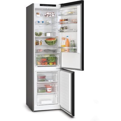 série 4, réfrigérateur combiné pose libre, 203 x 60 cm, acier inox noir bosch kgn39excf