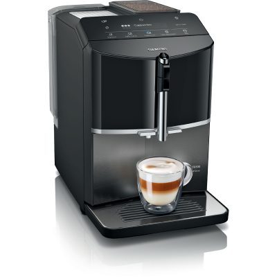 machine à café tout automatique, eq300 extraklasse, inox foncé, noir lustré siemens tf305ef9