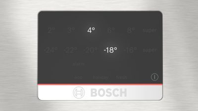 refrigérateur combiné no frost 2 circuits 186 x 60 cm avec compartiment xxl bosch kgn367ict