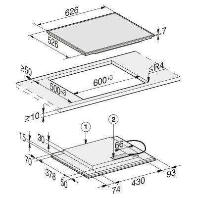 KM 7564 FR Table de cuisson à induction avec 4 zones de cuisson PowerFlex pour une puissance maximale Miele KM 7564 FR