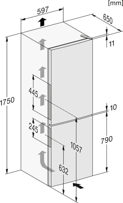 réfrigérateur/congélateur posable avec dailyfresh, duplexcool et comfortfrost. miele kd 4052 e active