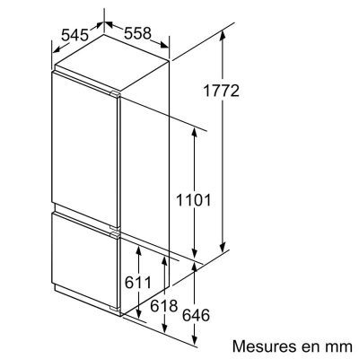 série 6, réfrigérateur combiné intégrable, 177.2 x 55.8 cm, charnières pantographes softclose bosch kis87edd0