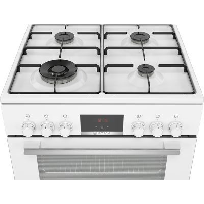 série 4, cuisinière indépendante à gaz et four électrique, blanc bosch hxr39ih20