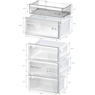 réfrigérateur combiné gamme exclusiv pose libre, 203 x 60 cm, inox anti trace de doigts bosch kgn39eicf