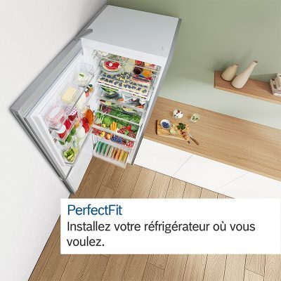 réfrigérateur combiné gamme exclusiv pose libre, 203 x 60 cm, inox anti trace de doigts bosch kgn39eicf