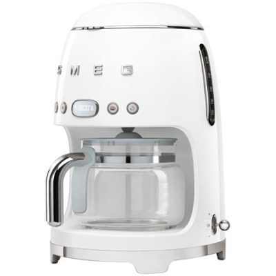 smeg cafetière filtre 10 tasses programmable blanche années 50 dcf02wheu