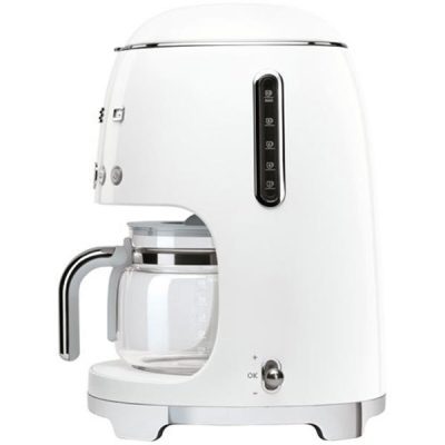 smeg cafetière filtre 10 tasses programmable blanche années 50 dcf02wheu