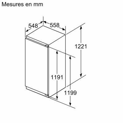 iq500, réfrigérateur intégrable, 122.5 x 56 cm, charnières pantographes softclose siemens ki41redd1