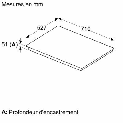 n 90, table à induction, 70 cm, noir, avec cadre t67ttx4l0