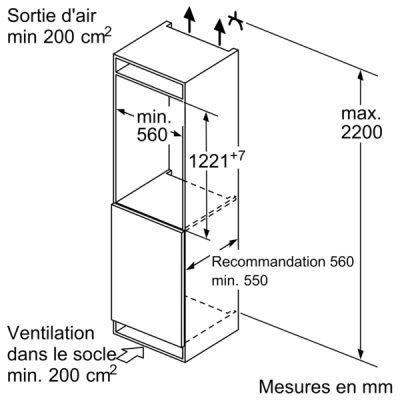 iq500, réfrigérateur intégrable, 122.5 x 56 cm, charnières pantographes softclose siemens ki41redd1