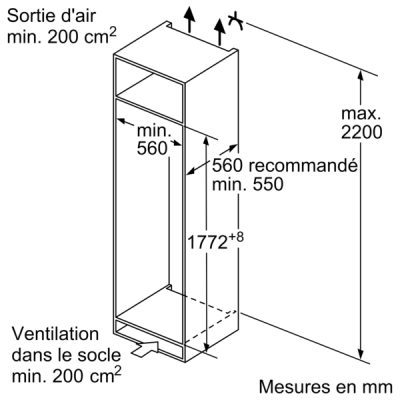 iq300, réfrigérateur intégrable, 177.5 x 56 cm, charnières pantographes ki81rvfe0