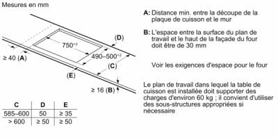 n 70, table à induction, 80 cm, noir, sans cadre t58fhs1l0