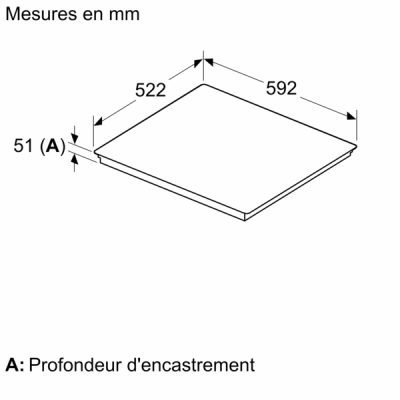 n 70, table à induction, 60 cm, noir, sans cadre t56fhs1l0