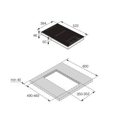 domino induction design avec sonde de cuisson à combiner avec domino gaz asko. référence hid352gc