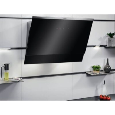 aeg hotte murale inclinée 60cm noir/inox dve5671hg