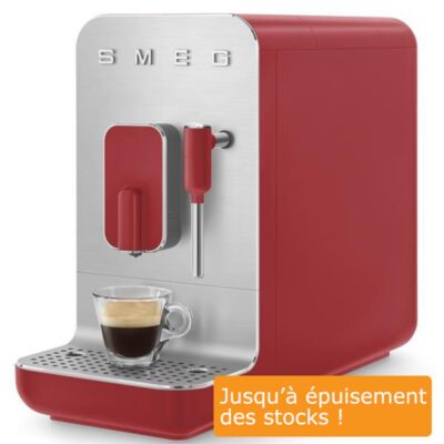 machine à café automatique avec broyeur intégré années 50 smeg bcc02rdmeu