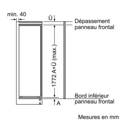 n 30, réfrigérateur intégrable, 177.5 x 56 cm, charnières à glissières neff ki1811se0