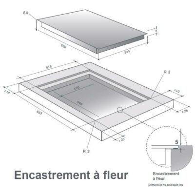 table induction blanche design avec zone flexible. de dietrich dpi 7686 wp
