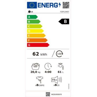 lave linge frontal grande capacité 20kg lg f20p12wst