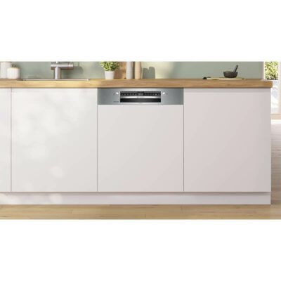 série 4, lave vaisselle encastrable avec bandeau, 60 cm, metallic bosch smi4hbs23e