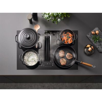 table aspirante miele avec deux zones de cuisson powerflex xl pour le mode recyclage kmda 7676 fl u blackperfection