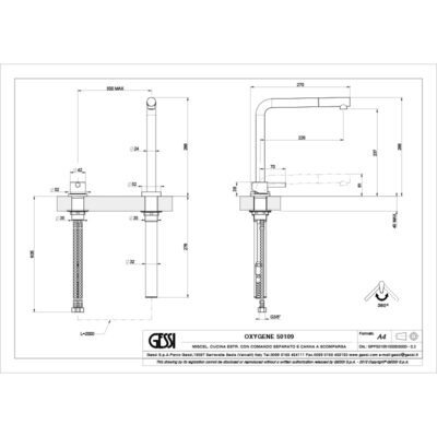mitigeur gessi avec douchette 50109#031 collection su&giu