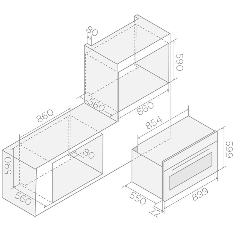 Schéma dimensions encastrement four cuisine