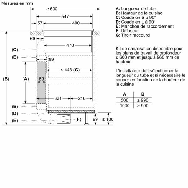 table induction aspirante série 4, 60 cm, sans cadre pvs611b16e