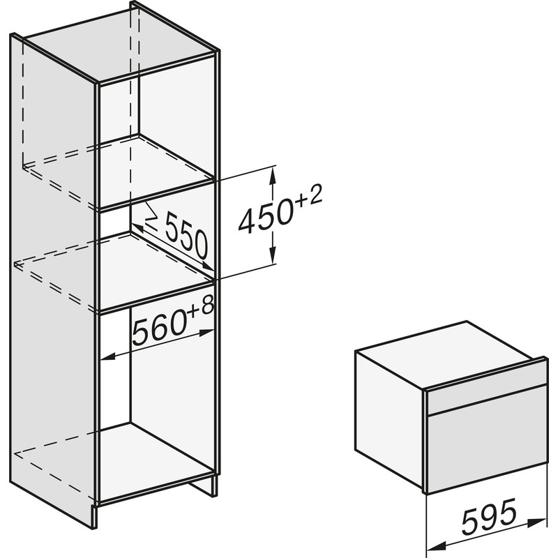 Schéma dimensions meuble de cuisine encastré.