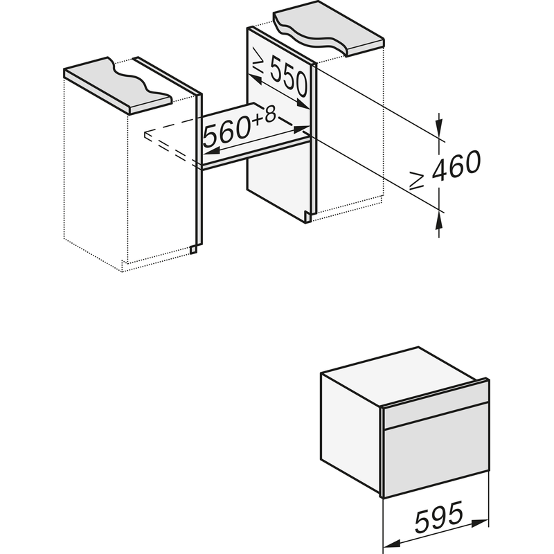 Schéma d’installation d’un four encastrable avec dimensions