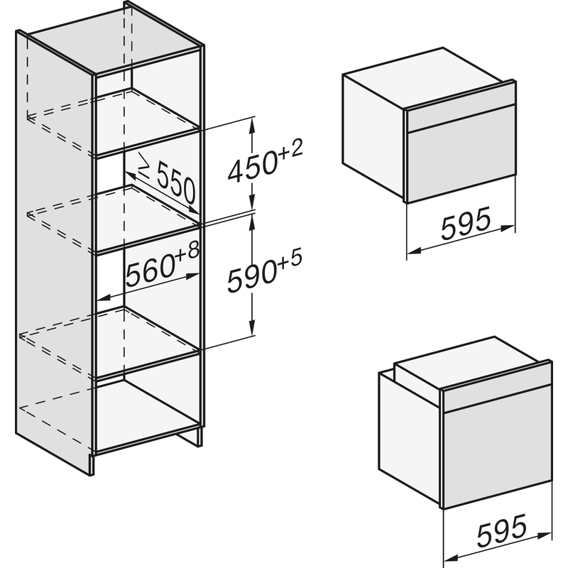 Schéma dimensions encastrement four et micro-ondes